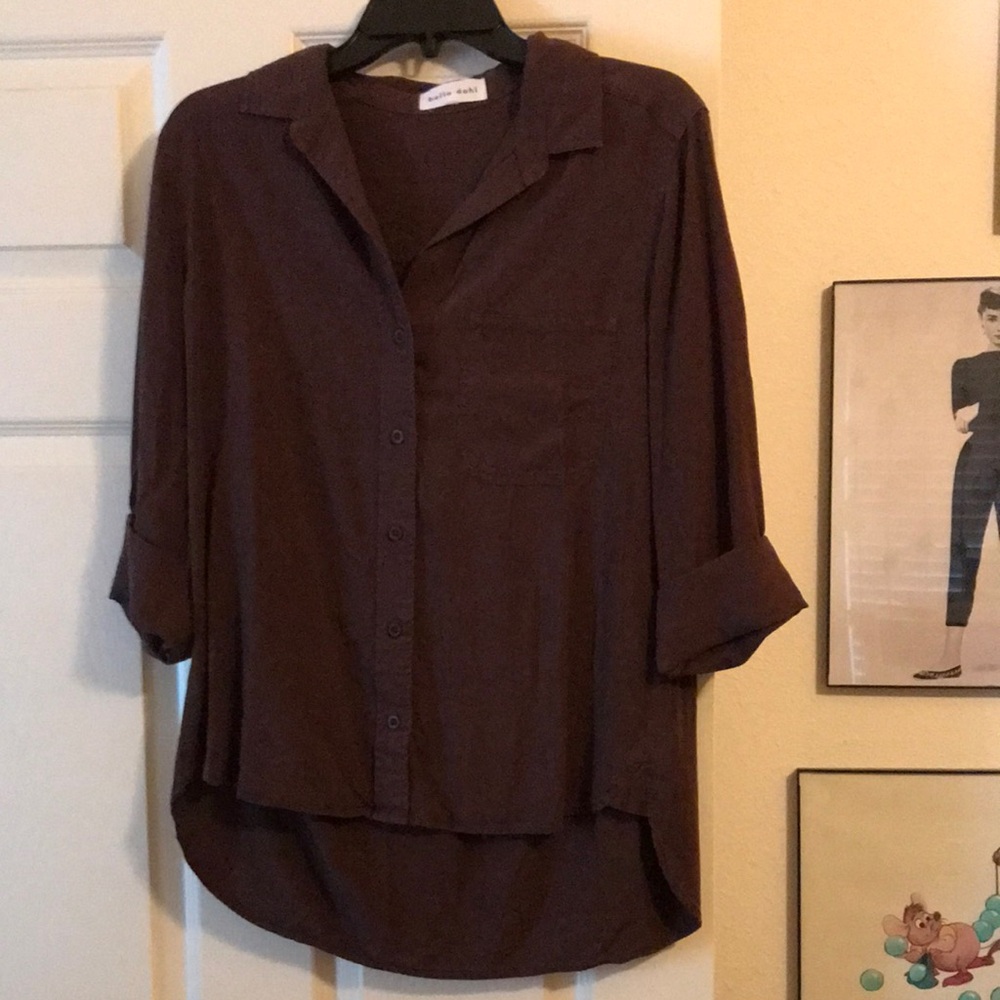 Bella Dahl Casual Button-Down Shirt in Deep Brown Size S